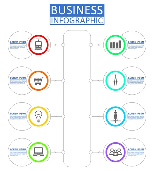 Modelo Infográfico Vetorial Para Fluxo Trabalho Diagrama Gráfico Apresentação Gráfico — Vetor de Stock