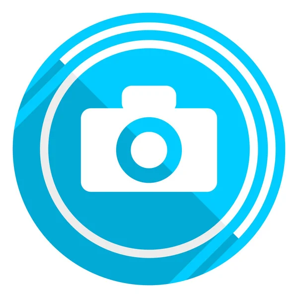 Camera flat design blue web icon, easy to edit vector illustration for webdesign and mobile applications — Stock Vector