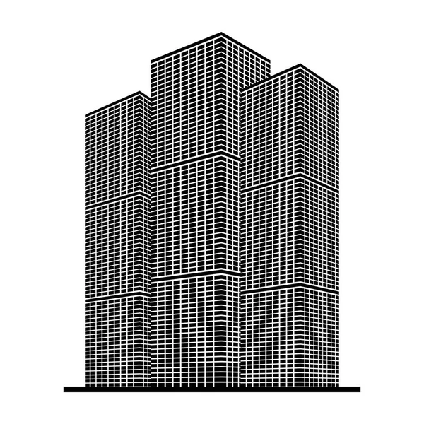 Immobilier, immeuble de bureaux, gratte-ciel icône noire isolé sur fond blanc, illustration vectorielle — Image vectorielle