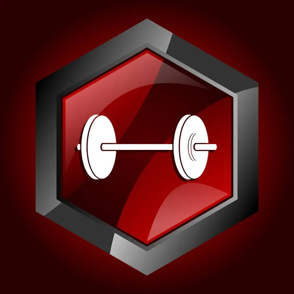 Icône web rouge foncé et noir brillant hexagonal Fitness, illustration vectorielle en eps 10 — Image vectorielle