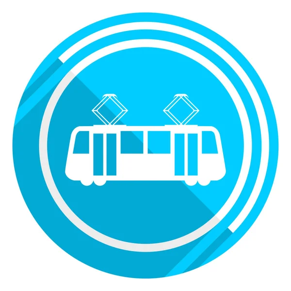 Straßenbahn flaches Design blaues Web-Symbol, einfach zu bearbeitende Vektorillustration für Webdesign und mobile Anwendungen — Stockvektor