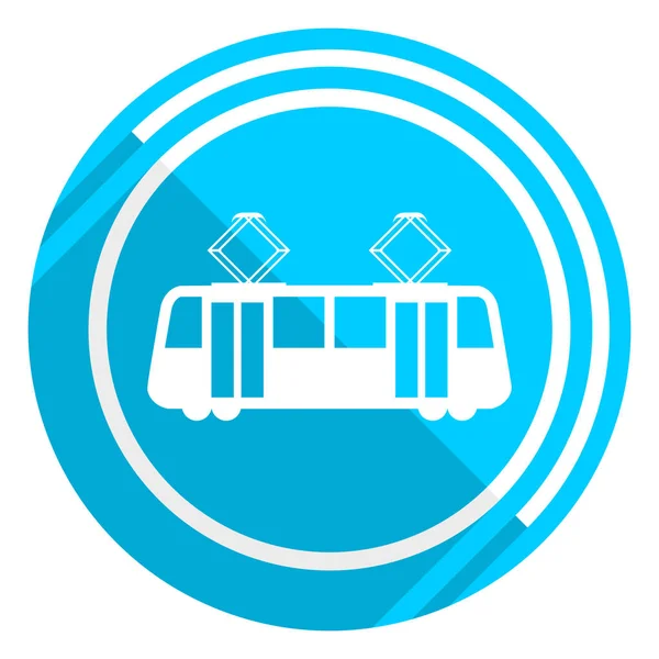 Tram flat design blue web icon, easy to edit vector illustration for webdesign and mobile applications — Stock Illustration Tram flat design blue web icon, easy to edit vector illustration for webdesign and mobile applications Stock Illustration