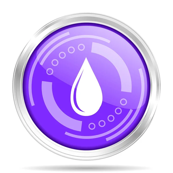 Goutte d'eau métal argent bord chromé rond icône web, illustration vectorielle pour webdesign et applications mobiles isolé sur fond blanc — Image vectorielle