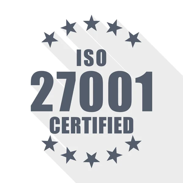 ISO 27001, ikona certifikátu, vektorová ilustrace — Stockový vektor