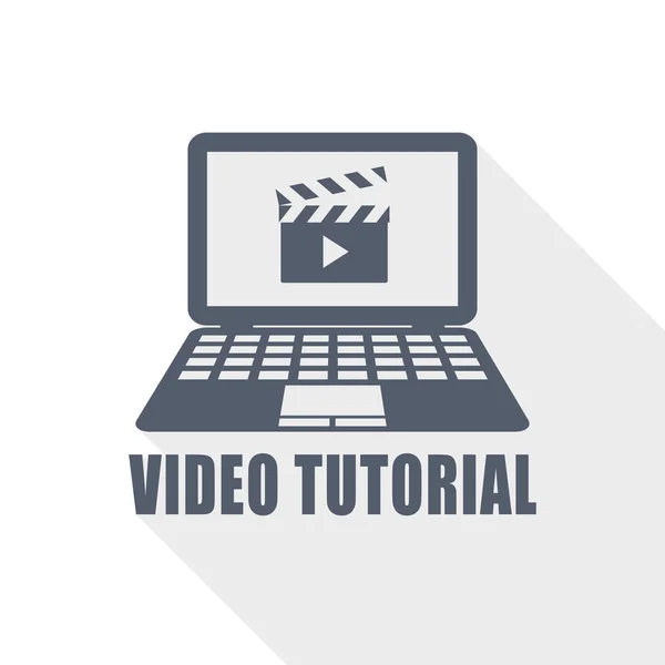 Video tutorial icono web, ilustración de vectores de diseño plano — Vector de stock