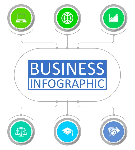 Modèle de présentation infographique d'entreprise avec 6 options. Illustration vectorielle . — Image vectorielle