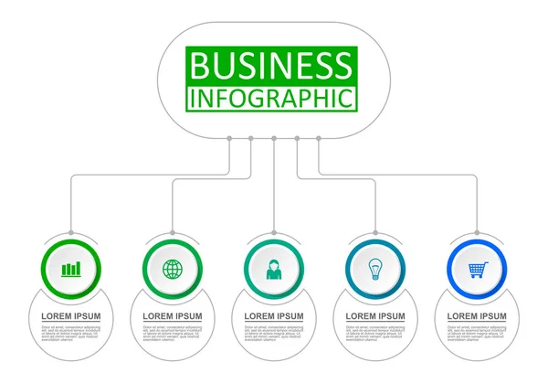 Modèle de présentation infographique d'entreprise avec 5 options. Illustration vectorielle . — Image vectorielle