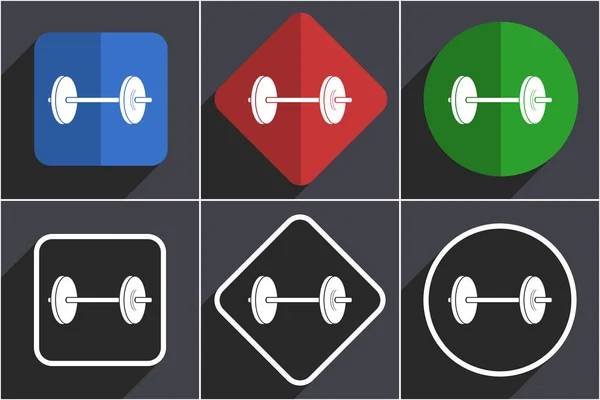 Fitness-Set mit flachen Design-Web-Icons in 6 Optionen — Stockfoto