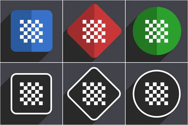 Jeu d'échecs d'icônes web design plat en 6 options — Photo