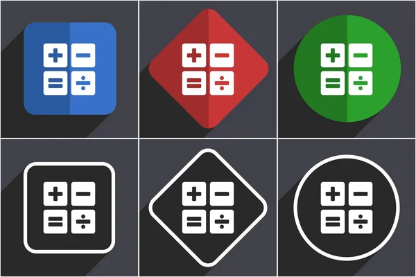Calculator set van platte design web icons in 6 opties — Stockfoto