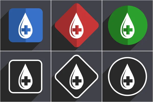 Gruppo sanguigno di icone web design piatto in 6 opzioni — Foto Stock