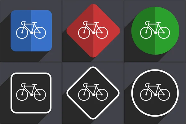 Zestaw rowerów płaski wygląd ikon internetowych w 6 opcjach — Zdjęcie stockowe