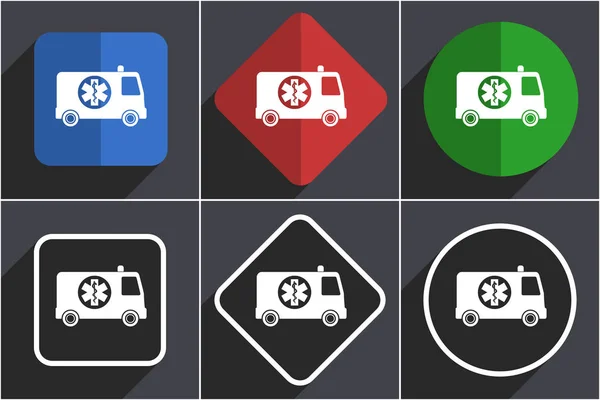 Ambulance set van platte design web icons in 6 opties — Stockfoto