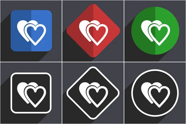 Kärlek uppsättning av platt design webb ikoner i 6 alternativ — Stockfoto