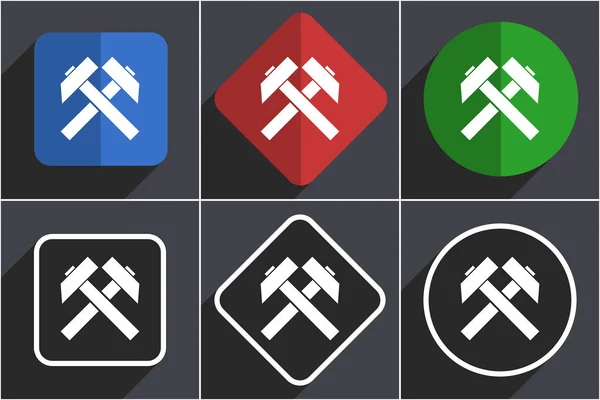 Conjunto de mineração de ícones web de design plano em 6 opções — Fotografia de Stock