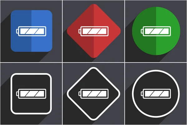 Batterij set van platte design web icons in 6 opties — Stockfoto