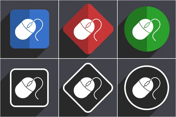 Conjunto de mouse de ícones web de design plano em 6 opções — Fotografia de Stock