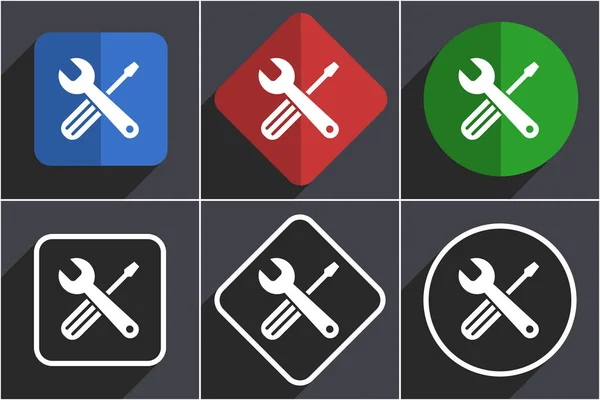 Herramientas conjunto de iconos web de diseño plano en 6 opciones —  Fotos de Stock
