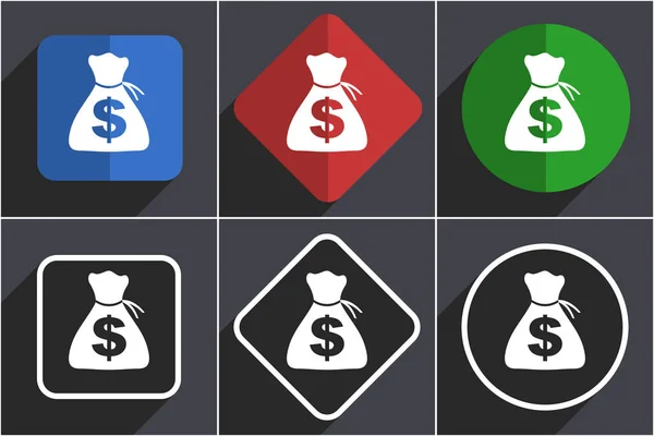 Geld Set von flachen Design Web-Icons in 6 Optionen — Stockfoto