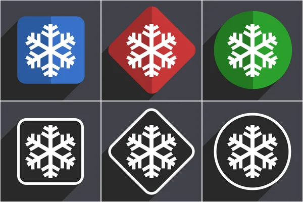 Snow set of flat design web icons in 6 options — Stock Photo, Image