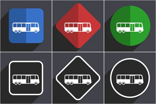 Bus set van platte design web icons in 6 opties — Stockfoto