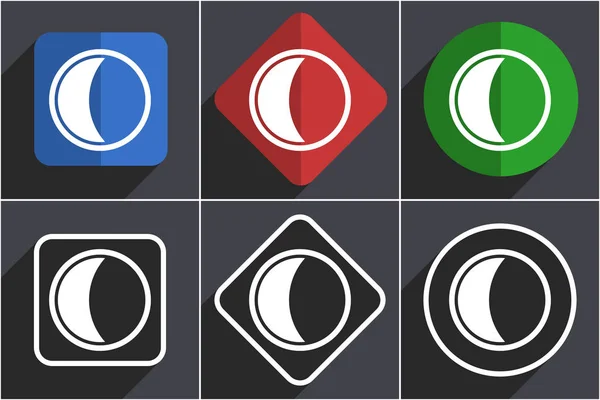 Maan set van platte design web icons in 6 opties — Stockfoto