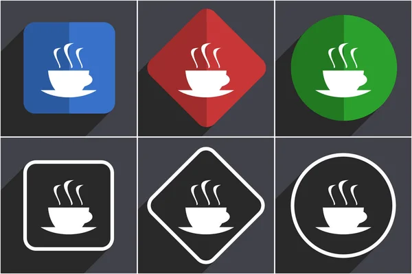 Conjunto de café de ícones web de design plano em 6 opções — Fotografia de Stock