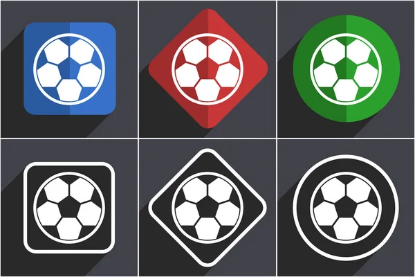 Soccer set of flat design web icons in 6 options — Stock Photo, Image