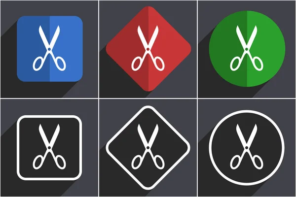 Nożyczki zestaw płaskich ikon internetowych w 6 opcjach — Zdjęcie stockowe