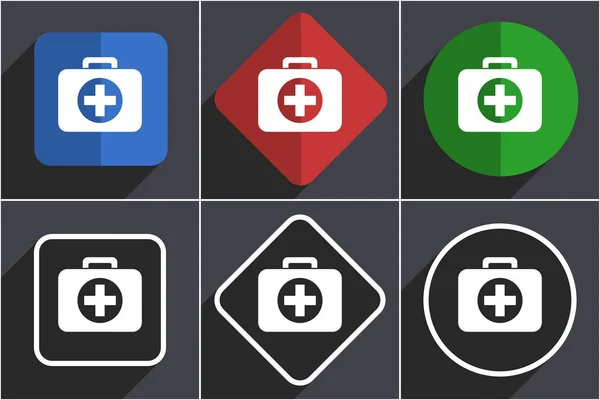 Conjunto de primeros auxilios de iconos web de diseño plano en 6 opciones —  Fotos de Stock