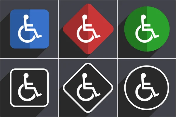 Wheelchair set of flat design web icons in 6 options — Stock Photo, Image