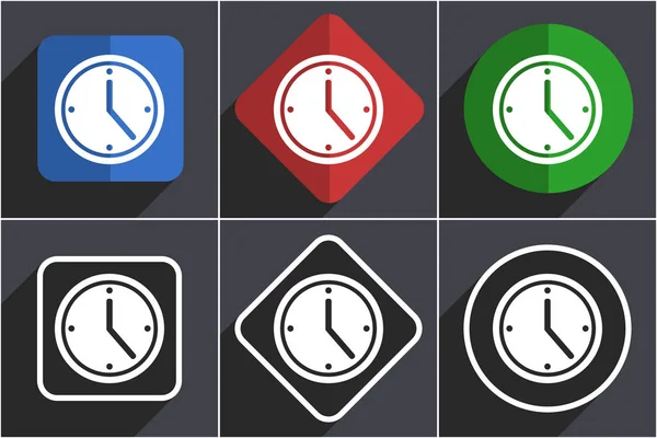 6 विकल्पों में फ्लैट डिजाइन वेब आइकनों का समय सेट — स्टॉक फ़ोटो, इमेज