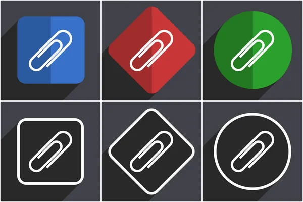 Paperclip ensemble d'icônes web design plat dans 6 options — Photo