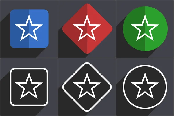 Звездный набор иконок плоского дизайна в 6 вариантах — стоковое фото