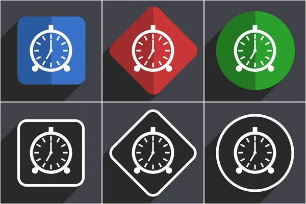 Conjunto de alarma de iconos web de diseño plano en 6 opciones — Foto de Stock