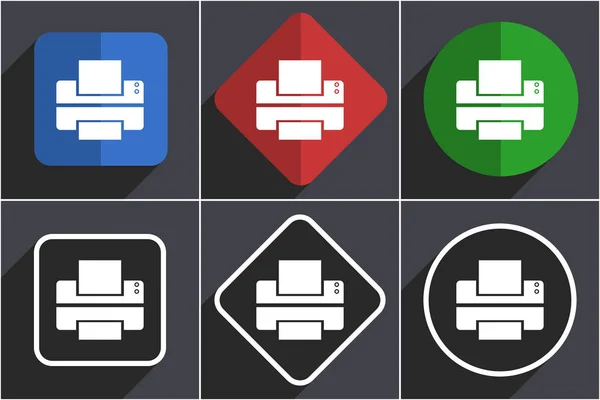 Printer set van platte ontwerp web icons in 6 opties — Stockfoto