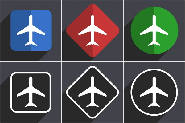 Plane set of flat design web icons in 6 options — Stock Photo, Image