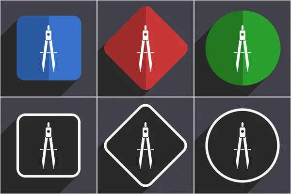 Lernen von flachen Design-Web-Icons in 6 Optionen — Stockfoto