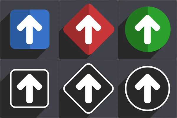 Up arrow set of flat design web icons in 6 options — Stock Photo, Image