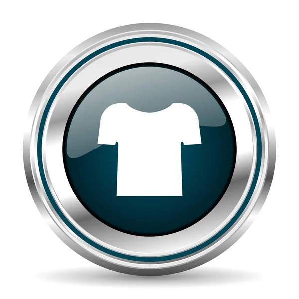 Ikon för skjortvektor. Chrome Border runda webb knappen. Silvermetallic tryckknapp — Stock vektor