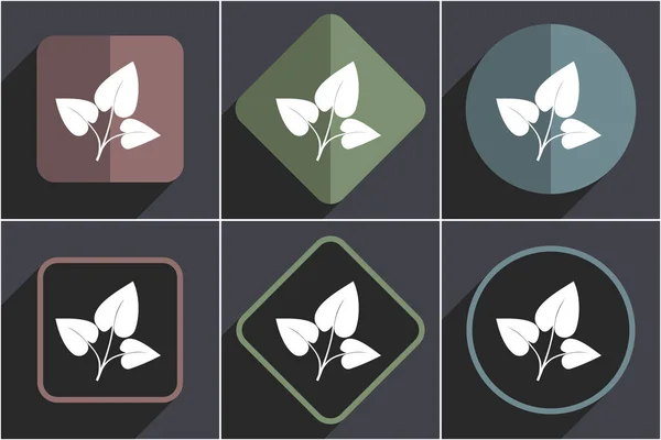 Leaf Shape επίπεδη σχεδίαση διανυσματικά εικονίδια ιστού — Διανυσματικό Αρχείο