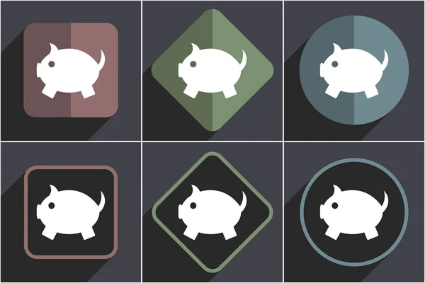 Piggy banco ícones web vetor de design plano —  Vetores de Stock