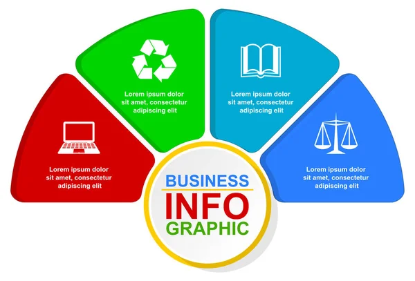 Plantilla de círculo vectorial infográfico para presentación, concepto de negocio con 4 opciones — Vector de stock