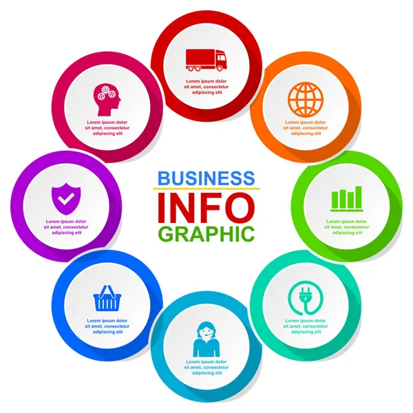 Plantilla de círculo vectorial infográfico para presentación, diagrama, concepto de negocio con 8 opciones — Vector de stock