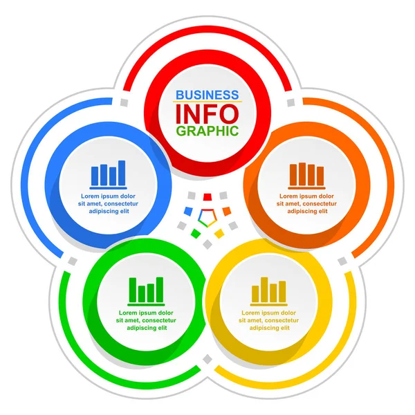 Modello di cerchio vettoriale infografico per presentazione, diagramma, concetto di business con 5 opzioni — Vettoriale Stock