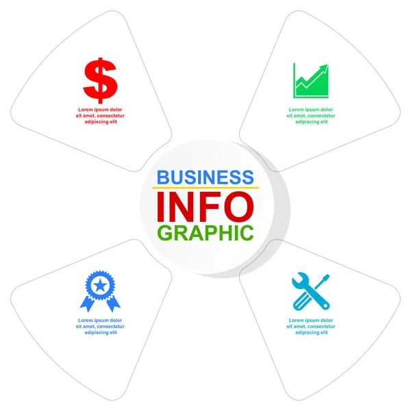 Modèle d'infographie circulaire à secteur vectoriel d'affaires pour la présentation en 4 options — Image vectorielle