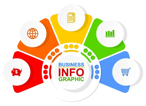 Business vector circular pie infographic template for presentation in 5 options — Stock Vector