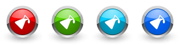 Química plata iconos brillantes metálicos, rojo, conjunto de botones de diseño moderno para aplicaciones web, Internet y móviles en cuatro opciones de colores aislados sobre fondo blanco — Foto de Stock