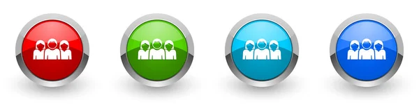 Persone argento metallizzato lucido icone, rosso, set di pulsanti di design moderno per il web, internet e applicazioni mobili in quattro colori opzioni isolate su sfondo bianco — Foto Stock
