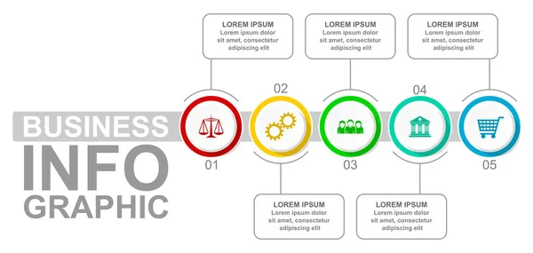 Infografik-Vektorvorlage für Präsentation, Diagramm, Diagramm, Grafik, Business- und Bildungskonzept mit 5 Optionen — Stockvektor